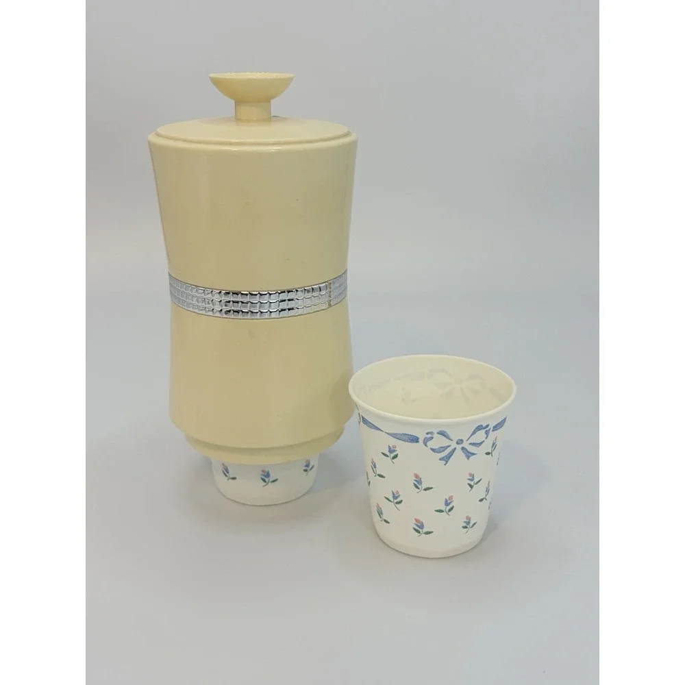 VTG Dixie Cup‎ Holder Dispenser W/O Bracket Beige/Almond Plastic 1970s